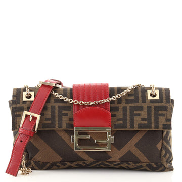 Fendi Chain Flap Shoulder Bag Zucca Canvas Medium