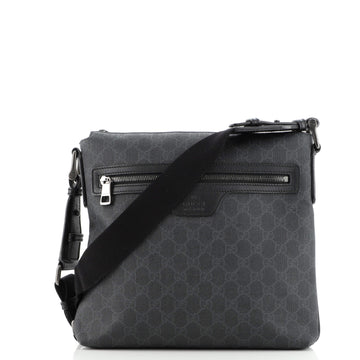 Gucci Front Zip Flat Messenger Bag GG Coated Canvas Medium
