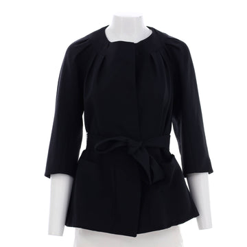 Christian Dior Women's Ruched Shoulder Cropped Sleeve Jacket Silk Blend