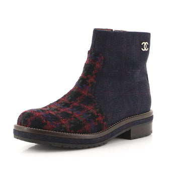 Chanel Women's CC Paneled Zip Ankle Boots Tweed