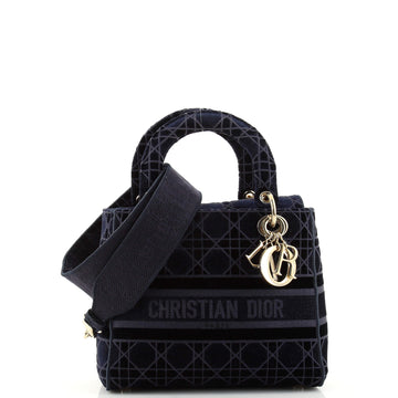 Christian Dior Lady D-Lite Bag Cannage Embroidered Velvet Medium