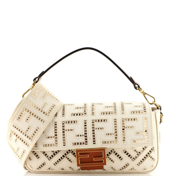 Fendi Baguette NM Bag FF Openwork Embroidered Canvas Medium