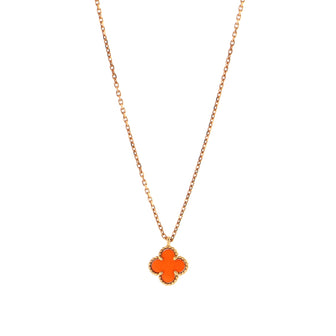 Van Cleef & Arpels Sweet Alhambra Pendant Necklace 18K Rose Gold and Carnelian