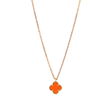 Van Cleef & Arpels Sweet Alhambra Pendant Necklace 18K Rose Gold and Carnelian