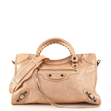 Balenciaga City Classic Studs Bag Metallic Leather Medium