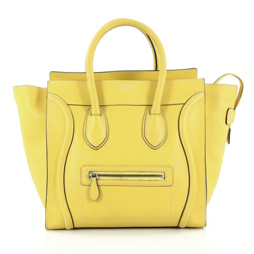 Celine Luggage Handbag Grainy Leather Mini Yellow