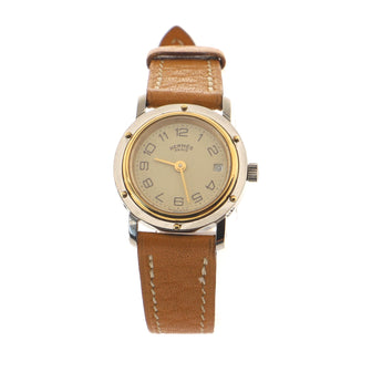 Hermes Clipper Quartz Watch Stainless Steel and Leather