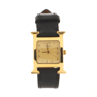 Hermes Heure H Quartz Watch Plated Metal and Leather 21
