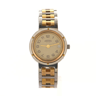 Hermes Clipper Quartz Watch Stainless Steel and Plated Metal 24