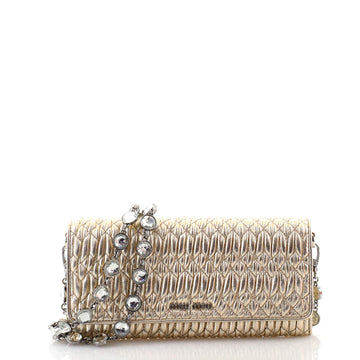 Miu Miu Continental Chain Wallet Matelasse Leather