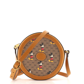 Gucci Disney Mickey Mouse Round Shoulder Bag Printed Mini GG Coated Canvas