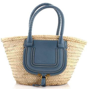 Chloe Marcie Basket Bag Raffia and Leather Medium