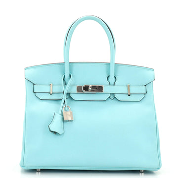 Hermes Birkin Handbag Blue Epsom with Palladium Hardware 30