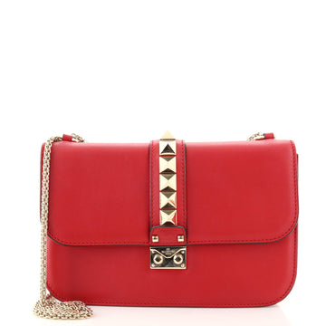 Valentino Glam Lock Shoulder Bag Leather Medium