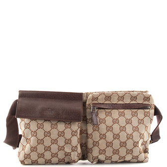 Gucci Vintage Double Belt Bag GG Canvas