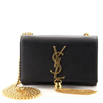 Saint Laurent Classic Monogram Tassel Crossbody Bag Leather Small
