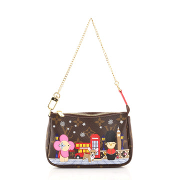 Louis Vuitton Pochette Accessoires Limited Edition Vivienne Xmas Monogram Canvas Mini