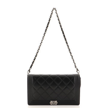 Chanel Boy Wallet on Short Chain Quilted Lambskin