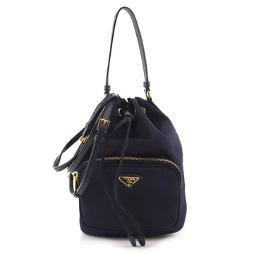 Prada Duet Drawstring Bucket Bag Tessuto Small