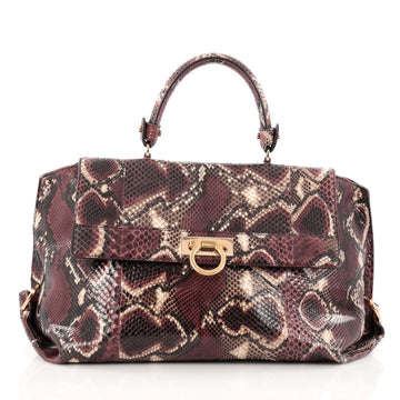 Salvatore Ferragamo Sofia Satchel Python Large Red