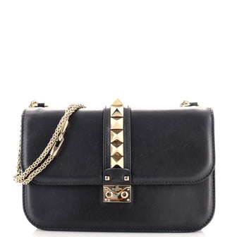 Valentino Glam Lock Shoulder Bag Leather Medium
