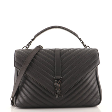 Saint Laurent Classic Monogram College Bag Matelasse Chevron Leather Large
