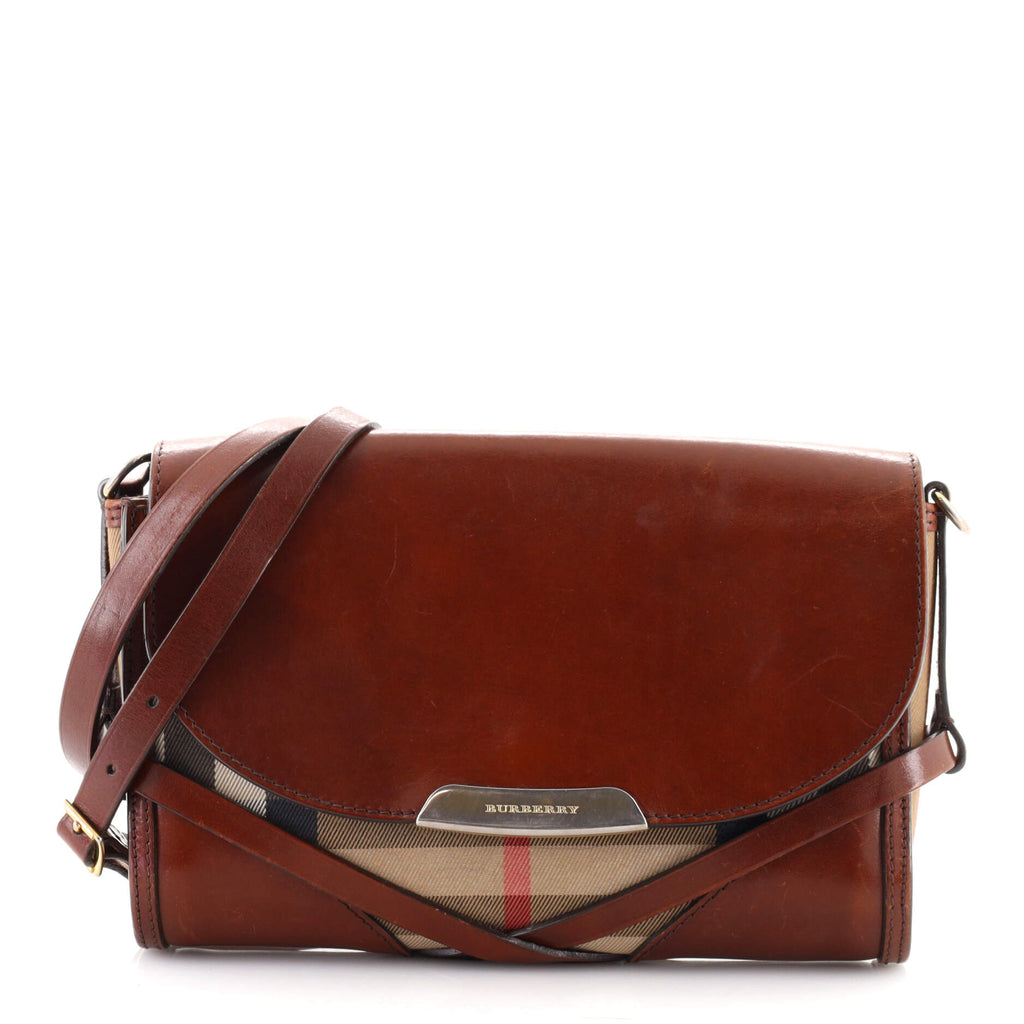 Burberry Bridle House Check Abbott Crossbody Bag Brown Leather ref
