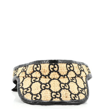 Gucci Visor GG Embroidered Raffia with Elaphe