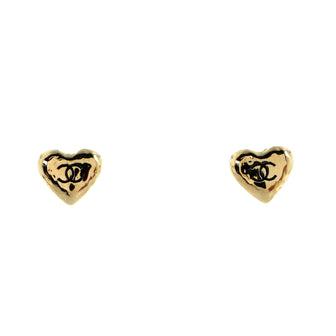 Chanel CC Heart Stud Earrings Metal