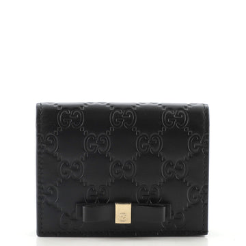 Gucci Bow Flap Card Case Guccissima Leather