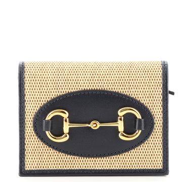 Gucci Horsebit 1955 Flap Card Case Canvas and Leather