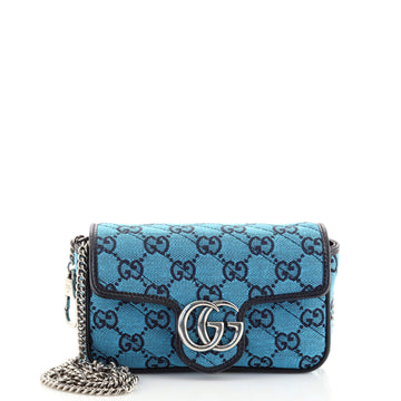Gucci GG Marmont Flap Bag Diagonal Quilted GG Canvas Super Mini