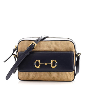 Gucci Horsebit 1955 Flap Pocket Camera Bag Canvas and Leather Small