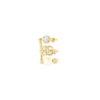 Chanel CC Ear Cuff Jewel Earring Earrings Metal with Crystal and Faux Pearl