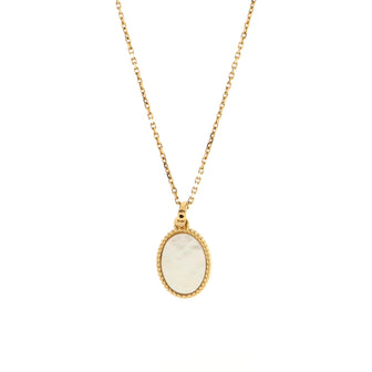 Van Cleef & Arpels Oval Round Pendant Necklace 18K Yellow Gold and Mother of Pearl