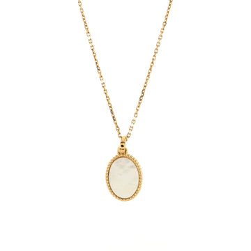 Van Cleef & Arpels Oval Round Pendant Necklace 18K Yellow Gold and Mother of Pearl