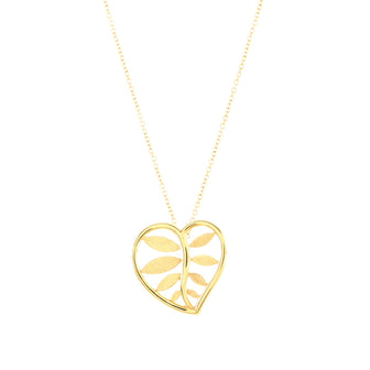 Tiffany & Co. Paloma Picasso Olive Leaf Heart Pendant Necklace 18K Yellow Gold
