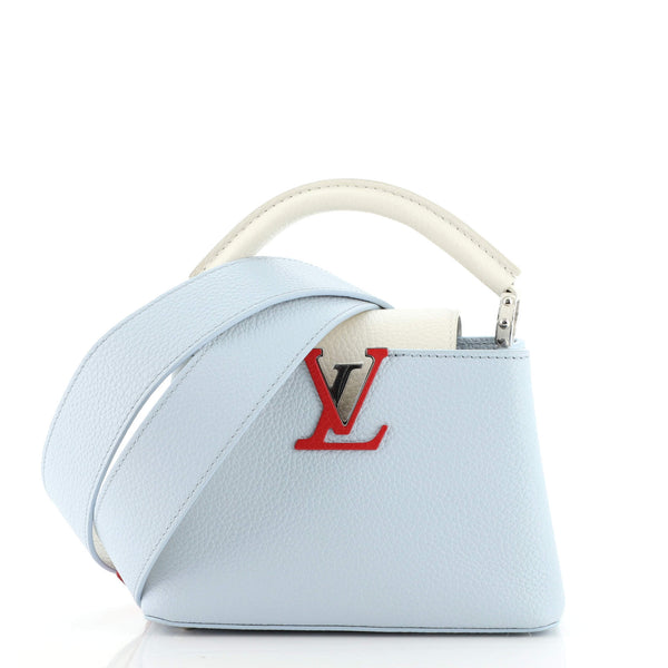 RvceShops Revival, Louis Vuitton Capucines handbag in navy blue grained  leather