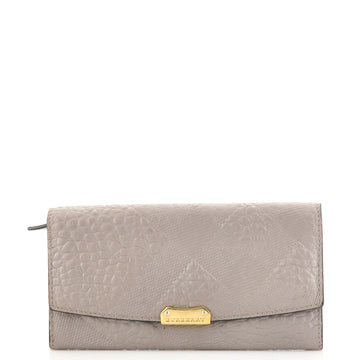 Burberry Continental Wallet Check Embossed Leather Long
