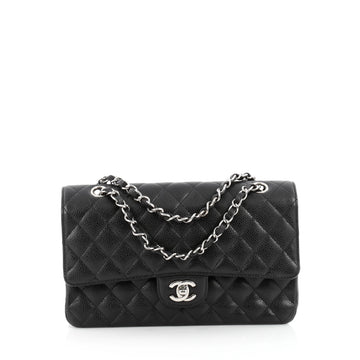 Chanel Vintage Classic Double Flap Bag Quilted Caviar Medium 