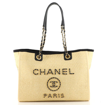 Chanel Deauville Tote Straw with Chain Detail Small