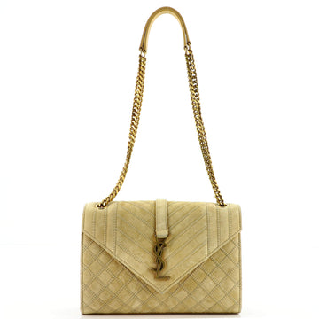 Saint Laurent Classic Monogram Envelope Satchel Quilted Suede Medium