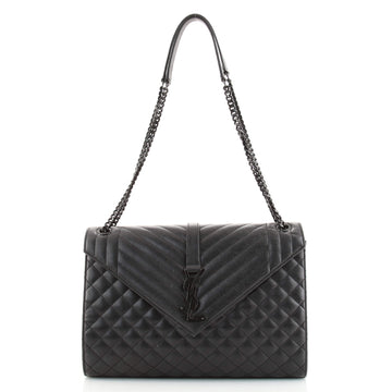 Saint Laurent Classic Monogram Envelope Satchel Mixed Matelasse Leather Large