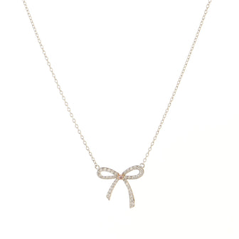 Tiffany & Co. Bow Pendant Necklace Platinum and 18K Rose Gold with Pink and White Diamonds