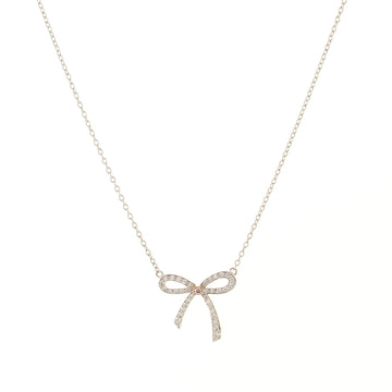 Tiffany & Co. Bow Pendant Necklace Platinum and 18K Rose Gold with Pink and White Diamonds