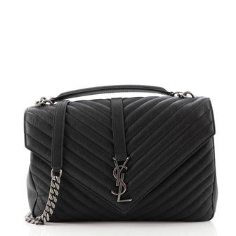 Saint Laurent Classic Monogram College Bag Matelasse Chevron Leather Large
