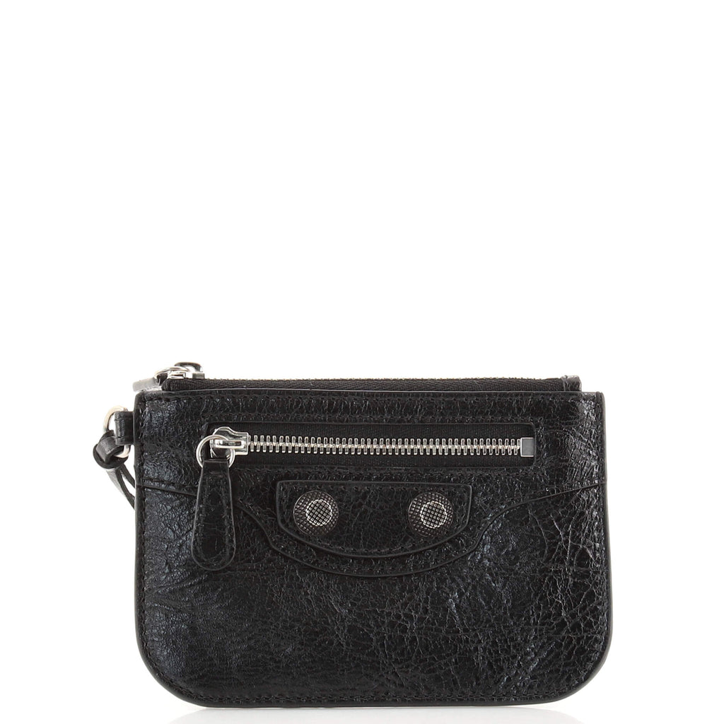 Balenciaga Le Cagole Clip-On Card Holder & Mirror Keychain Leather Black  1523021
