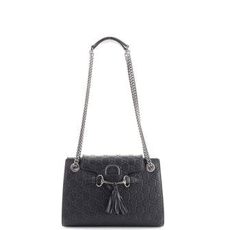 Gucci Emily Chain Flap Shoulder Bag Guccissima Leather Small
