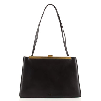 Celine Clasp Shoulder Bag Leather Medium
