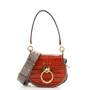 Chloe Tess Bag Crocodile Embossed Leather Small